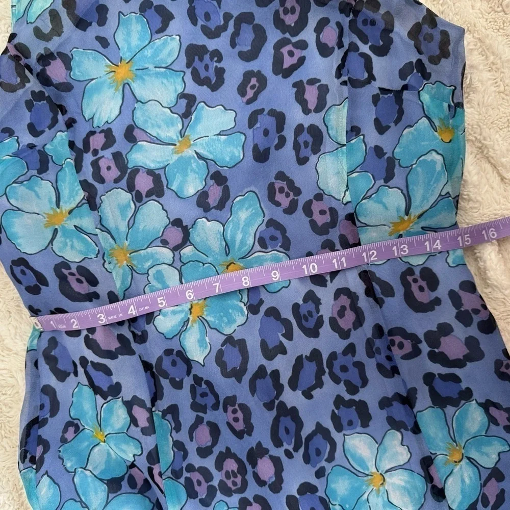 Vintage Animal Print Floral Silk Dress 💙🐆 Sz 6